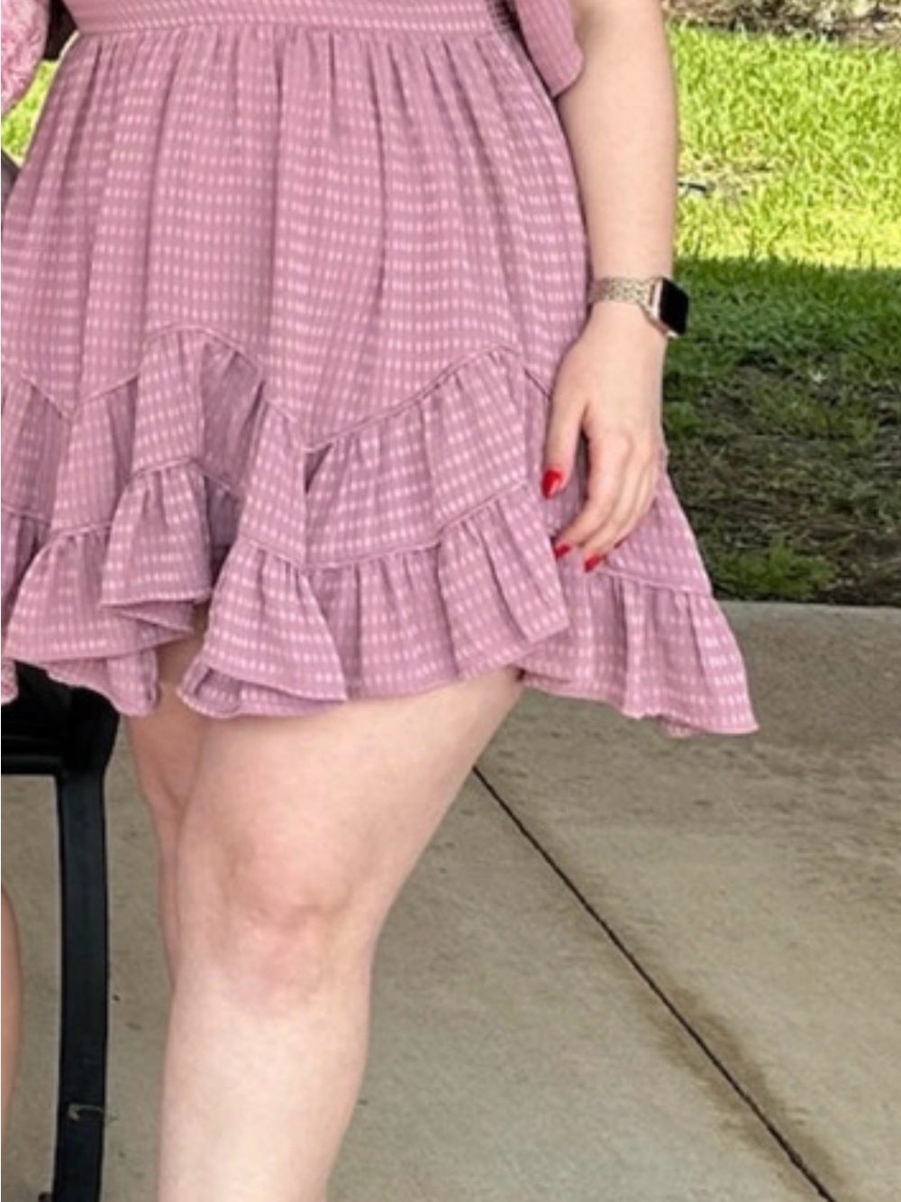 Storia pink dusty rose deep v-neck ruffle mini dress - Picture 3 of 3